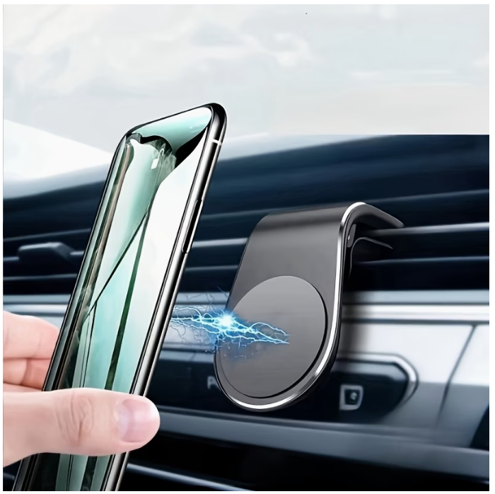 Magnetinis L formos telefono laikiklis automobiliui – tvirtinamas prie oro grotelių