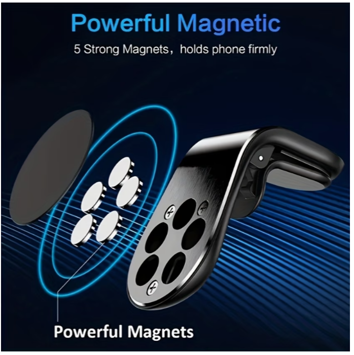 Magnetinis L formos telefono laikiklis automobiliui – tvirtinamas prie oro grotelių
